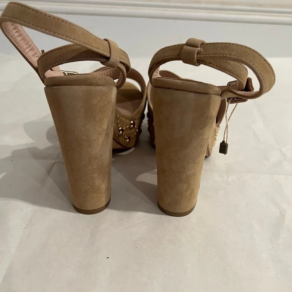 ITALIAN Julie Dee Platform Heels Beige Suede Women's Sz EU 39 US 9 NWB - Picture 5 of 10